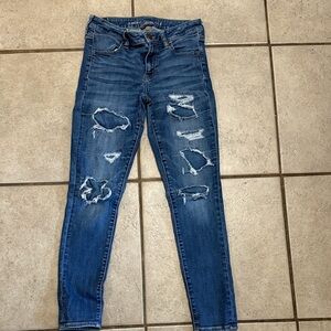 American Eagle Outfitters Ripped Blue Skinny Jeans